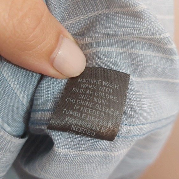 Johnston & Murphy Blue Striped Casual Button Down Shirt - Picture 8 of 9